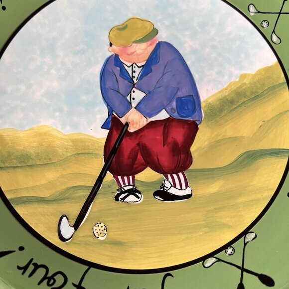 Certified International Set Of 4 Plates Golf Theme Tracy Flickinger Par Four - Picture 4 of 7
